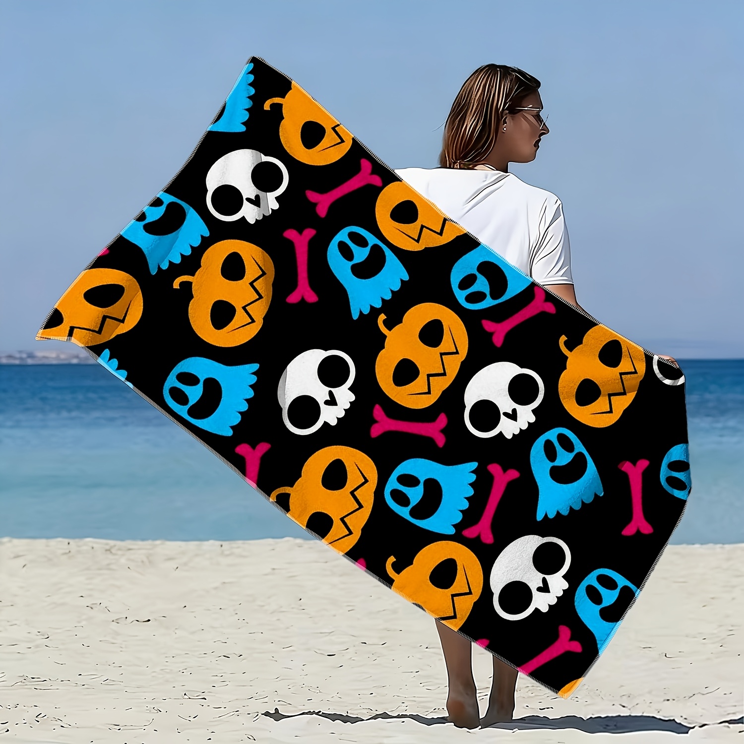 1pc 1pcs Pumpkin Skull Monster - огляд і ціна Spa Towel