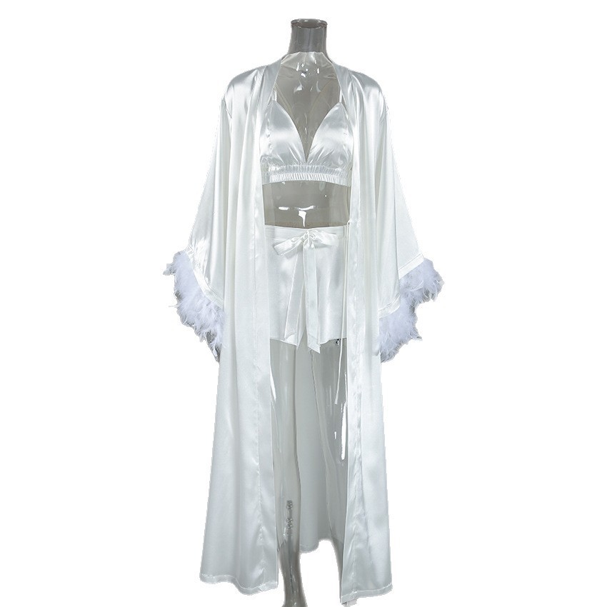Three Set Feather Trim Robe Eu - огляд і ціна Bathrobe